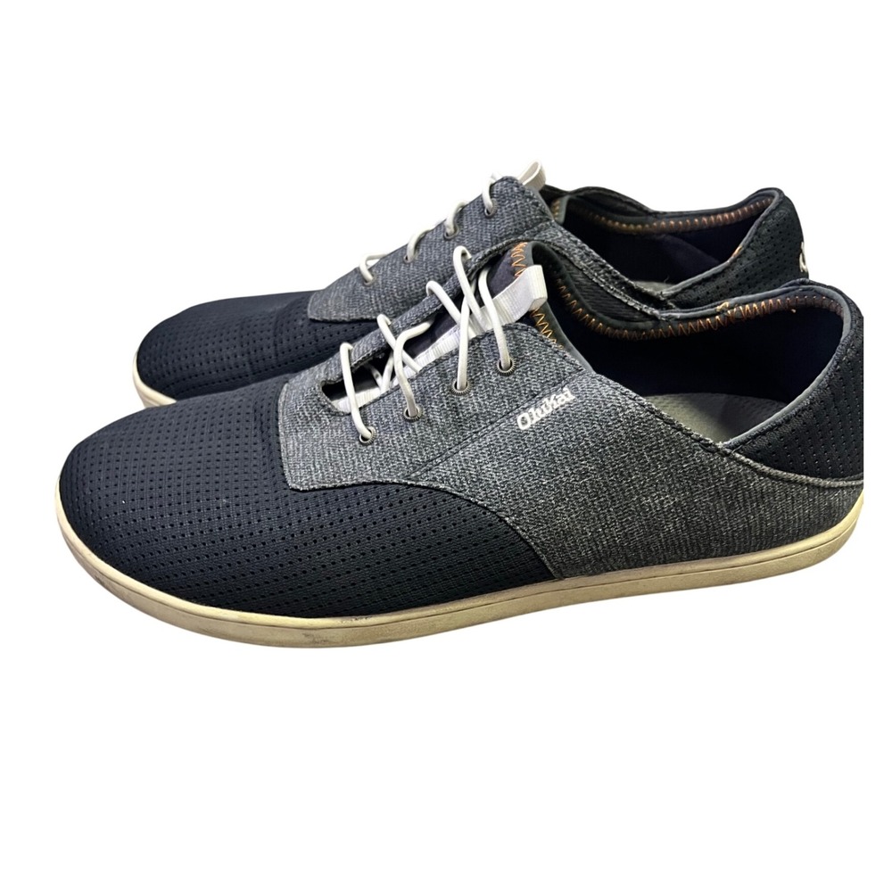 OluKai Nohea Moku Boat Shoes Men's 11.5 Black Gray Lace Up Sneakers Shoes Casual